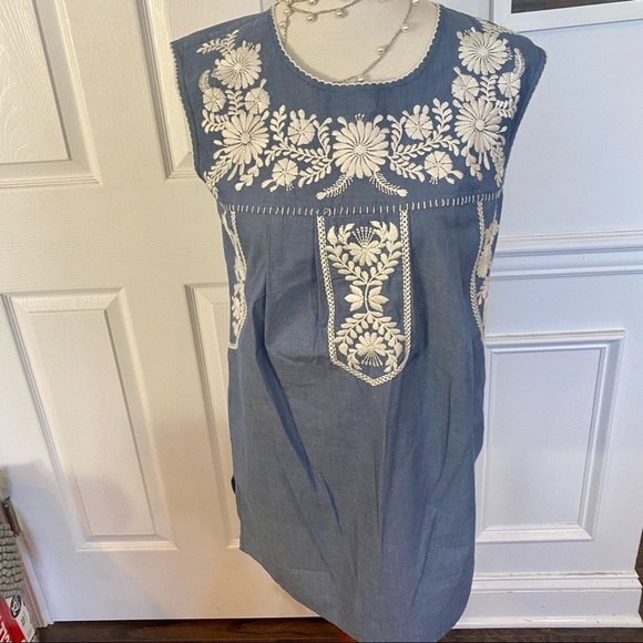 Tory Burch Calita Embroidered Chambray Mini Dress - Picture 4 of 9